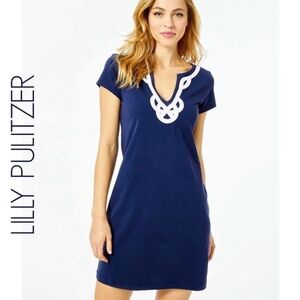 NWT LILLY PULITZER BREWSTER T-SHIRT DRESS NAVY WITH WHITE CORD SIZE XXS